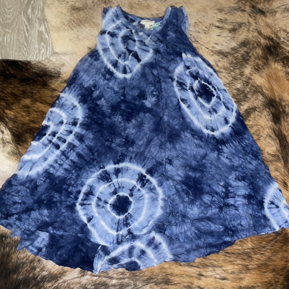 Blue Tie Dye Tank Dress